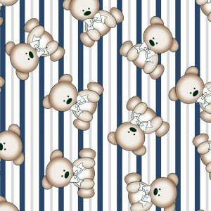 Tecido Tricoline Estampada Ursinho cor 10 (Marinho)